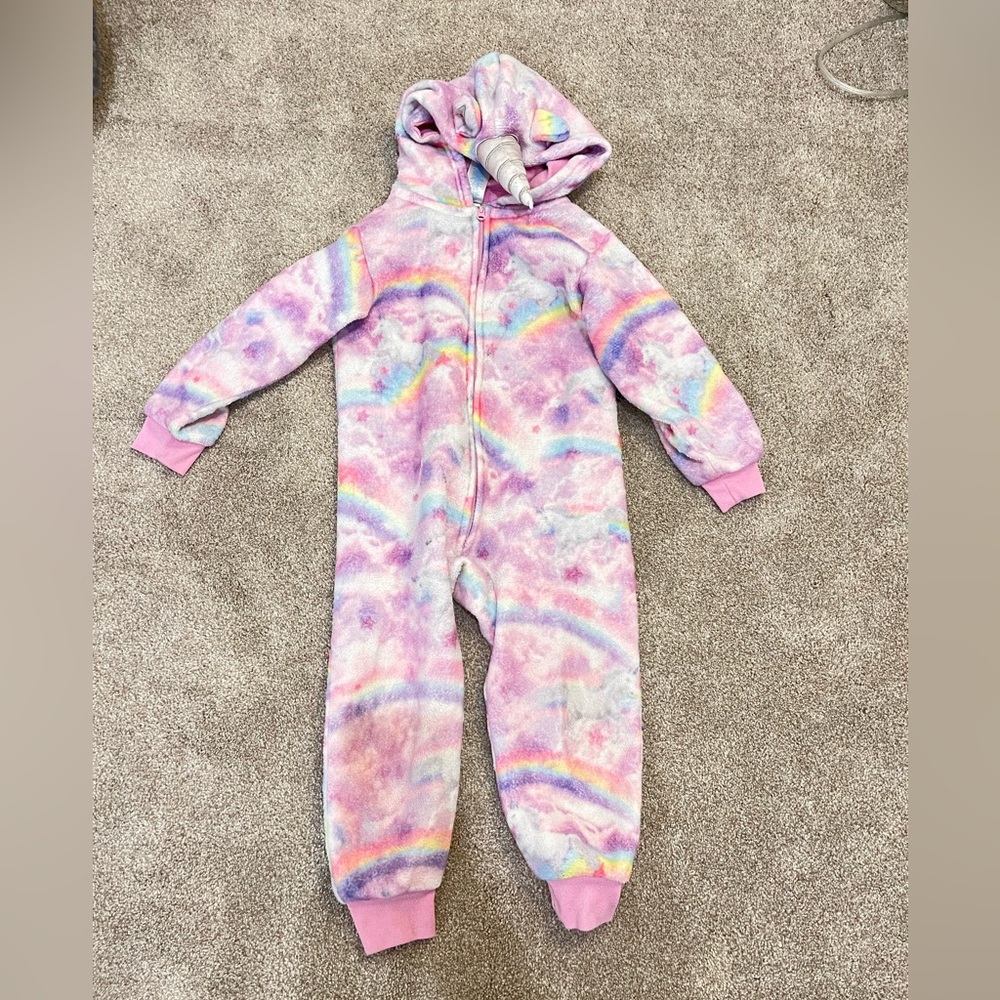The Children's Place Pink and Purple Rainbow Footie